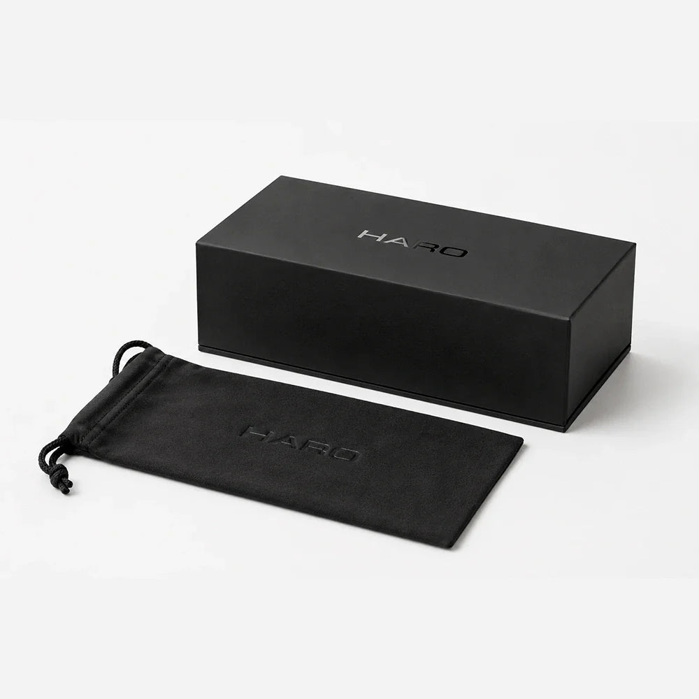 St. Tropez '56 small round metal sunglasses — HARO Eyewear packaging (case and bag)